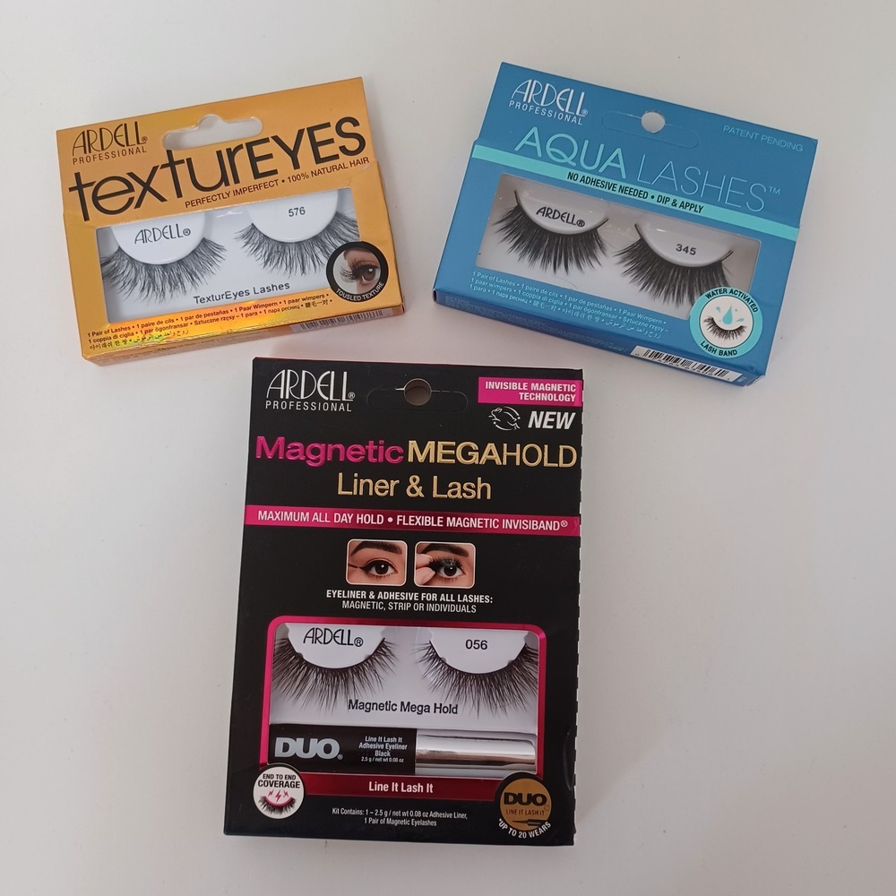 LOT‎ of 3 Ardell Lashes Textureyes Aqua Lashes MegaHold Liner & Lash NEW